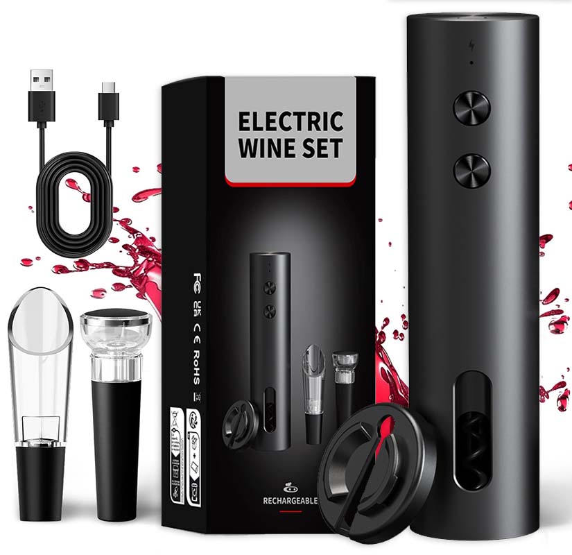 Electric Can Opener - Set Apribottiglie Elettrico 4-in-1 Ricaricabile USB,